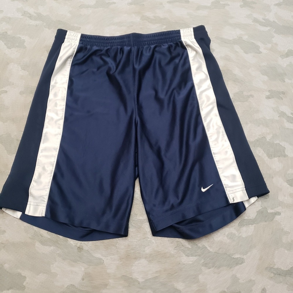 Vintage Nike Shorts Mens Large Blue Drawstring Dazzle Embroidered Logo Gym - Picture 1 of 12